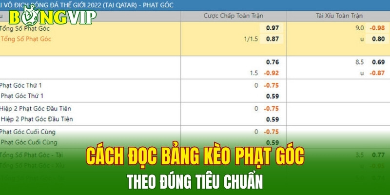 Cách đọc bảng kèo phạt góc theo đúng tiêu chuẩn